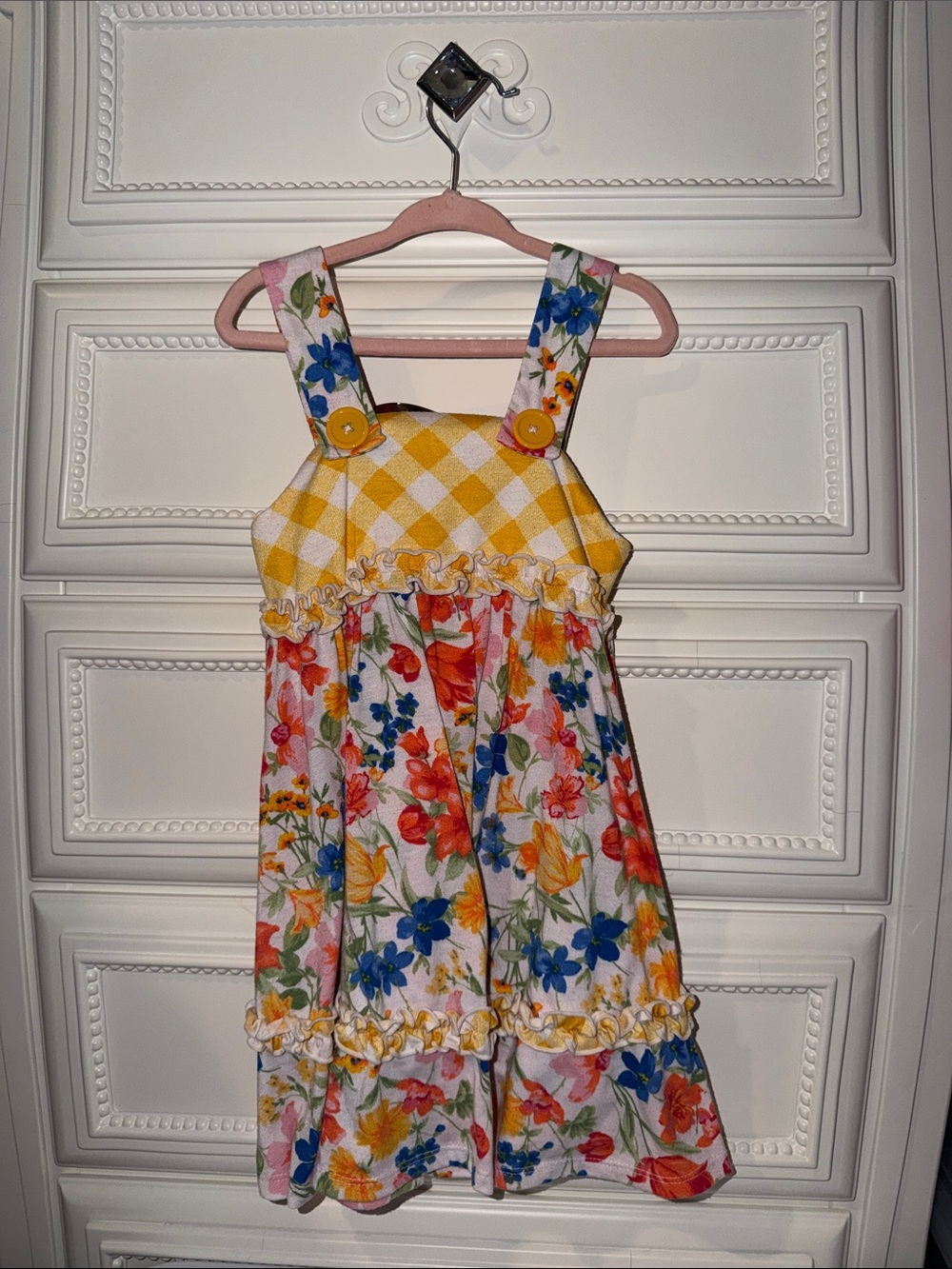 Jona Michelle 3T Yellow Gingham Floral Sundress